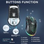 SOLAKAKA SM600 Honeycomb Shell Gaming Mouse Wireless,Tri-Modes BT/2.4G Wireless/Type-C Wired Gamer Mouse with 2 Side Buttons, Macro Programmable and RGB Light for PC/Mac/Laptop,Black - Image 9