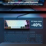 Snpurdiri 60% Wired Gaming Keyboard, 61 Keys RGB Backlit Ultra-Compact Small Gaming Keyboard, for PC/Mac Gamer, Typist, Travel, Easy to Carry on Business Trip(Black-White) - Image 4