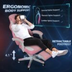 SUNLEI Gaming Chair for Adults, Computer Gamer Chair with Footrest, Ergonomic Video Game Chairs with Adjustable Height Swivel & PU Leather, Pink - Image 7