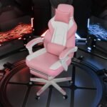 SUNLEI Gaming Chair for Adults, Computer Gamer Chair with Footrest, Ergonomic Video Game Chairs with Adjustable Height Swivel & PU Leather, Pink - Image 10