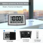 WallarGe Atomic Clock with Outdoor and Indoor Temperature - 12.5 Inch Self-Setting Digital Clock Large Display, Battery Operated Wall Clocks or Desk Clocks for Bedroom, Livingroom, Office - Image 7