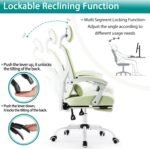 DUMOS Office Desk Chair with Footrest Ergonomic Gaming Chair for Adults Computer Mesh, Lumbar Support,Swivel Reclining with Headrest, Comfy Armrest for Home, Office, Work, Study, Light Green - Image 5