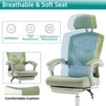 DUMOS Office Desk Chair with Footrest Ergonomic Gaming Chair for Adults Computer Mesh, Lumbar Support,Swivel Reclining with Headrest, Comfy Armrest for Home, Office, Work, Study, Light Green - Image 7