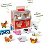 Melissa & Doug Take-Along Wooden Toy Barn, 11-Pc Portable Toddler Playset with Farm Animals & Pop-Up Roof, Preschool Learning Toys for Girls & Boys 2+ - Image 4