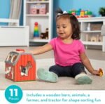 Melissa & Doug Take-Along Wooden Toy Barn, 11-Pc Portable Toddler Playset with Farm Animals & Pop-Up Roof, Preschool Learning Toys for Girls & Boys 2+ - Image 6
