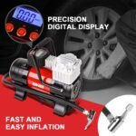 DNA Motoring 12 V 125 PSI LED Flash Light Air Pump Portable Air Compressor Inflator for Cars, Bikes and Balls (TOOLS-00083) - Image 9
