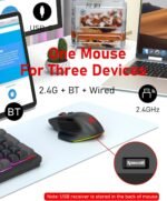 Redragon Large Wireless Gaming Mouse for Big Hands, Tri-Modes 2.4G/Bluetooth/Wired Rechargeable Ergo RGB Mouse with 2 Side Buttons, 6 Backlit Modes, Programmable Macro Gamer Mouse - Image 4