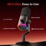MAONO PD100WS Wireless Gaming Microphone for PC, Dynamic Streaming USB Mic with 3 Level Noise Cancelling,RGB,Mute Button, Software EQ,Computer Boom Mic for Podcast, Vocal Recording, Black - Image 5