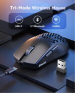 Redragon M725 Honeycomb Shell Gaming Mouse Wireless, Ultra Lightweight 49g, 8000 DPI Tri-Mode BT5.1/2.4GHz/Type-C Wired Gamer Mouse with 2 Side Buttons, Macro Programmable for PC/Mac/Laptop, Black - Image 3