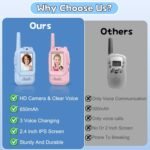 Walkie Talkies for Kids Pack of 2, Rechargeable Long Range Two Way Radios Toys for Boys Girls Age 3-5, Outdoor Adventure Camping Hiking, Birthday with Pink Blue Design - Image 7