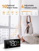 Netzu Alarm Clocks for Bedrooms, Digital Clock with Date Temperature and Weekday, Manual DST, Snooze, 2 Alarms, 4 Volumes for Living Room Home Bedside Desk (Black) - Image 3