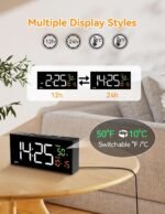 Netzu Alarm Clocks for Bedrooms, Digital Clock with Date Temperature and Weekday, Manual DST, Snooze, 2 Alarms, 4 Volumes for Living Room Home Bedside Desk (Black) - Image 4