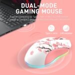 DAREU Sakura Pink Wireless Gaming Mouse with Charging Dock Rechargeable RGB,12K DPI,6 Programmable Buttons High-Precision Sensor [300IPS] [1000Hz] for PC Notebook Mac - Image 4