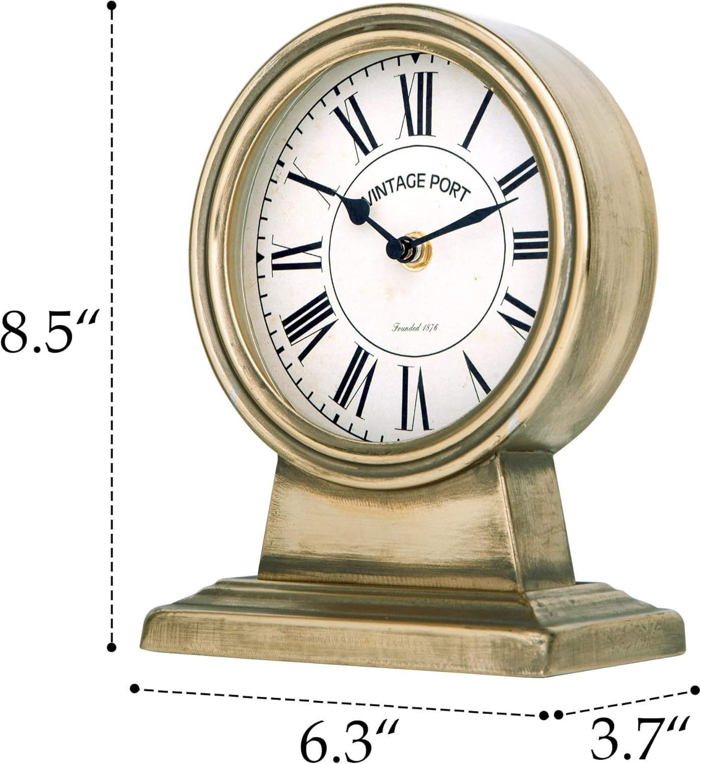 NIKKY HOME Vintage Gold Mantle Clock, Silent Non-Ticking Battery Operated Rustic Table Desk Shelf Clock for Living Room Decor - Image 5