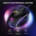 TECKNET Wired Gaming Mouse, 12,800 DPI with Optical Sensor, 8 Programmable Buttons, 13 RGB Backlit Modes, Ergonomic Design, Custom Software Gaming Mice for Laptop,PC - Image 5