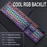 Camiysn Typewriter Style Mechanical Gaming Keyboard, Black Retro Punk Gaming Keyboard with RGB Backlit, 104 Keys Blue Switch Wired Cute Keyboards, Round Keycaps for Windows/Mac/PC - Image 4