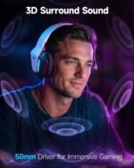 AOC Gaming Headset for PS5, PS4, PC, Mac, Switch, Xbox Series, Surround Sound RGB Gaming Headphones with Noise Canceling Microphone, 50MM Dynamic Drivers, 3.5MM Audio Jack, White - Image 3