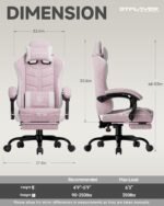 GTPLAYER Gaming Chair with Footrest, Computer Gaming Chair for Adults and Kids, Height Adjustable Gamer Chair with 90-155° Recline & Removable Headrest Lumbar Support,Linen Fabric Pink - Image 4