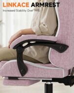 GTPLAYER Gaming Chair with Footrest, Computer Gaming Chair for Adults and Kids, Height Adjustable Gamer Chair with 90-155° Recline & Removable Headrest Lumbar Support,Linen Fabric Pink - Image 9