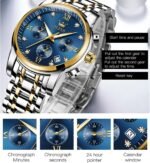 OLEVS Mens Watches Waterproof Stainless Steel Adjustable Bracelet Watch Quartz Analog Watch for Men Fashion Business Classic Mens's Wrist watch's Casual Watches Gold/Blue/Black/White/Face/Dial - Image 6