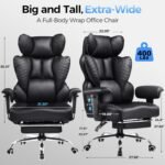COMHOMA Big and Tall Office Chair Heavy Duty Gaming Chair with Deluxe Embossing Leather High Back Wider Ergonomic Computer Chair with Foot Rest 150°Reclining Pocket Spring Lumbar Support - Image 3