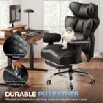 COMHOMA Big and Tall Office Chair Heavy Duty Gaming Chair with Deluxe Embossing Leather High Back Wider Ergonomic Computer Chair with Foot Rest 150°Reclining Pocket Spring Lumbar Support - Image 8