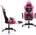 Giantex Massage Gaming Chair Pink, Ergonomic Video Game Chair with Footrest, High Back E-Sport Computer Chair with Headrest & Massager Lumbar Support, PU Leather Gaming Seat - Image 4