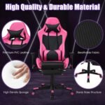 Giantex Massage Gaming Chair Pink, Ergonomic Video Game Chair with Footrest, High Back E-Sport Computer Chair with Headrest & Massager Lumbar Support, PU Leather Gaming Seat - Image 5