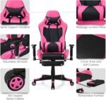 Giantex Massage Gaming Chair Pink, Ergonomic Video Game Chair with Footrest, High Back E-Sport Computer Chair with Headrest & Massager Lumbar Support, PU Leather Gaming Seat - Image 8