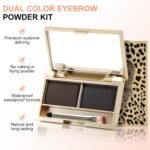 Boobeen Eyebrow Powder Kit, 2-color Waterproof Eyebrow Palette Makeup to Definer & Filler Brows, Eyebrow Color Powder Shape Natural Looking Brow - with Mirror Brush - Image 3