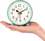 4.5" Vintage Retro Analog Alarm Clock, Super Silent Non Ticking Small Clock with Manual Light, Snooze, Battery Operated, for Living Room, Bedroom, Bedside, Desk(Green) - Image 3