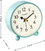 4.5" Vintage Retro Analog Alarm Clock, Super Silent Non Ticking Small Clock with Manual Light, Snooze, Battery Operated, for Living Room, Bedroom, Bedside, Desk(Green) - Image 7