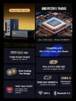 GMKtec M6 Ultra Gaming Mini PC Ryzen 7640HS (Upgraded 6600H/ 6800U), 32GB RAM DDR5 1TB SSD Dual NIC LAN 2.5GbE Desktop Computers Office Home, Triple 4K Display, WiFi 6, USB4, BT 5.2, DP, HDMI 2.0 - Image 3