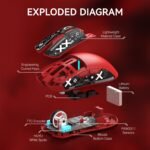 ATTACK SHARK X11 Lightweight Wireless Gaming Mouse with RGB Charging Dock,Tri-Mode-2.4G/USB-C Wired/BT,22K DPI,PAW3311 Optical Sensor,HUYU Switch, 5 programmable Buttons for PC/Mac(Red&Sticker) - Image 7