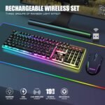 RedThunder K10 Wireless Gaming Keyboard and Mouse Combo, LED Backlit Rechargeable 3800mAh Battery, Mechanical Feel Anti-ghosting Keyboard + 7D 3200DPI Mice for PC Gamer (Black) - Image 3
