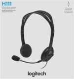 Logitech H111 Wired Headset, Stereo Headphones with Noise-Cancelling Microphone, 3.5 mm Audio Jack, PC/Mac/Laptop/Smartphone/Tablet - Black - Image 7