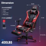 7-Point Massage Gaming Chair, 175° Gaming Recliner with Footrest Ergonomic Computer Office Chair High Back Video Game Chair with Lumbar Support, Upgraded Version, Red - Image 4