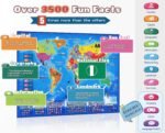 Bilingual Interactive World Map for Kids Learning and Educational Toys, Talking Electronic Kids World Map i-Poster Geography Games Ages 3 to 12 Years Old, Custom Talking Birthday Gifts Card - Image 4
