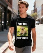 Custom T Shirts with Photo Logo Text, Picture Customized T Shirts, Birthday Anniversary Personalized Gifts for Men Women 3XL Black - Image 3