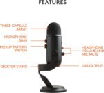 Logitech Creators Blue Yeti USB Microphone for PC, Mac, Gaming, Recording, Streaming, Podcasting, Studio and Computer Condenser Mic with Blue VO!CE effects, 4 Pickup Patterns, Plug and Play - Blackout - Image 7