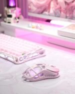 GravaStar Mercury M1 Pro Wireless Gaming Mouse, Lightweight Magnesium Alloy, 26,000 DPI, PAW3395DM Sensor, 5 Programmable Buttons, Support Wired/2.4GHz/BT, Up to 200 Hours Battery Life (Gradient Pink) - Image 3