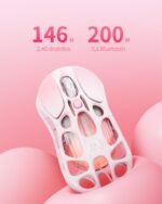 GravaStar Mercury M1 Pro Wireless Gaming Mouse, Lightweight Magnesium Alloy, 26,000 DPI, PAW3395DM Sensor, 5 Programmable Buttons, Support Wired/2.4GHz/BT, Up to 200 Hours Battery Life (Gradient Pink) - Image 6