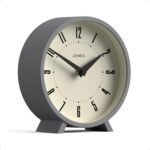 JONES CLOCKS® Venus Desk Clock | Modern Round Design | Gray | Stylish Retro Look for Shelf, Table, Mantel or Bedside - Image 3
