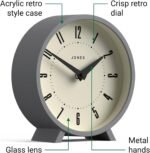JONES CLOCKS® Venus Desk Clock | Modern Round Design | Gray | Stylish Retro Look for Shelf, Table, Mantel or Bedside - Image 7
