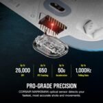 Corsair M75 Wireless RGB Lightweight FPS Gaming Mouse – 26,000 DPI – Swappable Side Buttons – iCUE Compatible – PC – White - Image 4