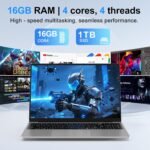 Gaming Laptop, Window 11 Pro Laptop Computer,16 Inch Lap Top,16GB RAM 1TB SSD PC 2026, N150 Processor (4C/4T,Up to 3.6GHz),Office 365,WiFi 5,BT4.2,FHD 1920x1200(16:10),Backlit Keyboard,Gray - Image 5