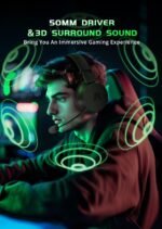 RYR Wireless Gaming Headset for Xbox Series X|S, Xbox One, PS5, PS4, Switch, Mac, Bluetooth 5.3, 3D Surround Sound, Rotatable Earmuffs, Gaming Headphones with Noise Canceling Microphones-Blackgreen - Image 5