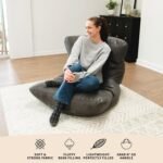 Big Joe Roma Gaming Bean Bag Chair for Kids, Teens, Adults, Shadow Graphite Vintage Suede, 3 Foot Lightweight Refillable - Image 8