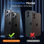 UniqueMe for 3 Pack iPhone 16 Pro/iPhone 16 Pro Max Camera Lens Protector - [Drop Protection] [Case Friendly] 9H Tempered Glass Camera Cover Screen [Update New Version] - Image 8
