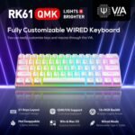RK ROYAL KLUDGE RK61 60% Gaming Keyboard, Wired RGB Mechanical Keyboard with No-Conflict 61 Keys, Hot Swappable PC Game Keyboards for Windows Mac, Quiet Red Switch-White - Image 3